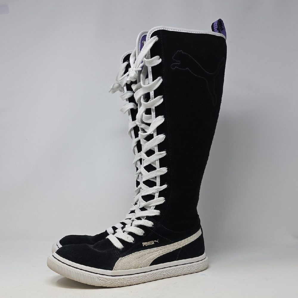 Puma Women's Black and White Knee-High Sneakers Size 8